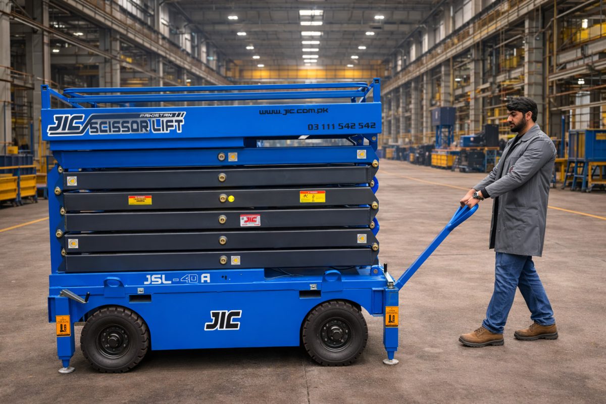 Jic Scissor Lift Manual Towing By One Man Pakistan